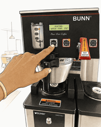 Press the Brew button on the brewer