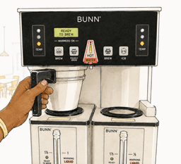 Slide the brew basket into the coffee brewer