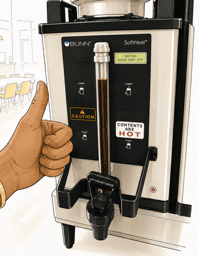 Coffee brewer ready to serve